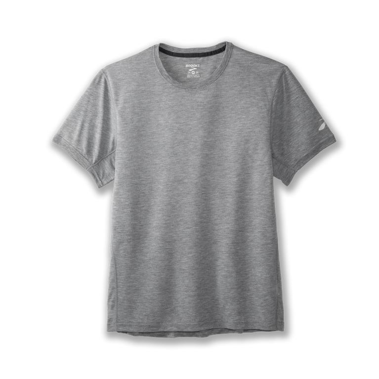Brooks Distance Men's Short Sleeve Running Shirt - Heather Ash/Grey (43597-WYME)